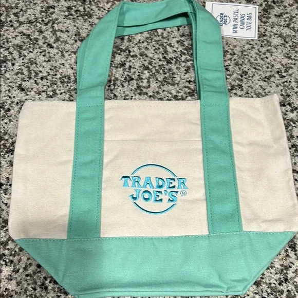 Trader Joe’s Mini Pastel Tote Bag - Green - Picture 1 of 2
